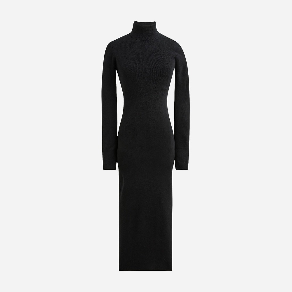 J. Crew Black Lyocell Blend Turtleneck Sweater-dress Midi Maxi Size Medium